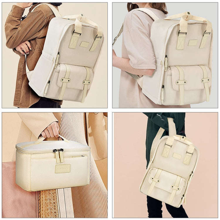 Cwatcun D78 Camera Laptop Backpack Bag With Detachable Insert Camera Case(Creamy White)