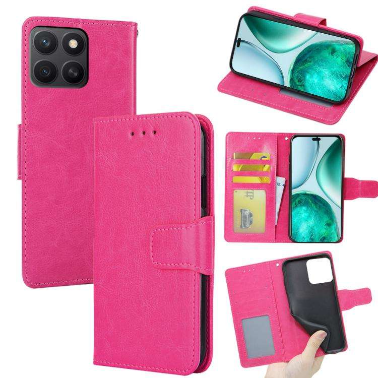 For Honor X8c 4G Crystal Texture Leather Phone Case(Rose Red)