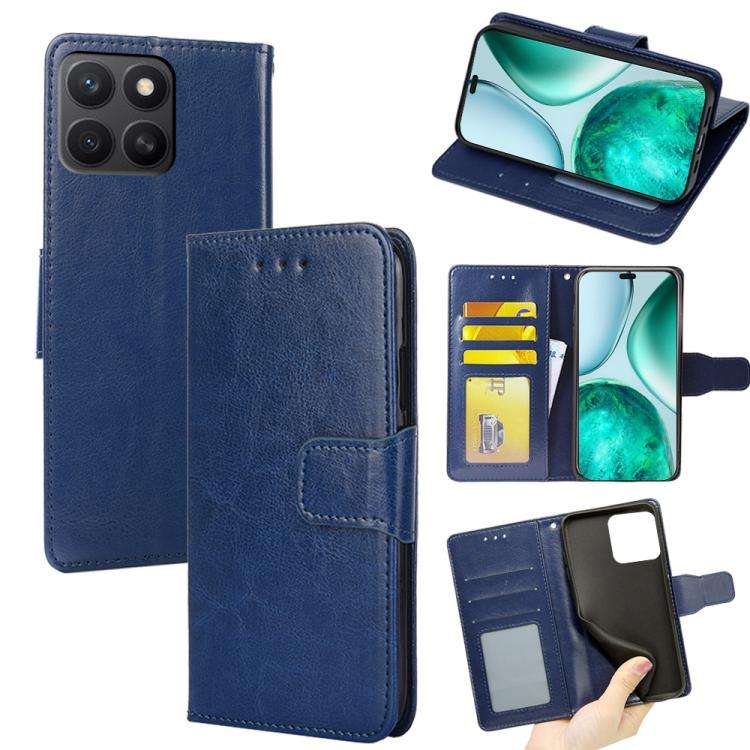 For Honor X8c 4G Crystal Texture Leather Phone Case(Royal Blue)