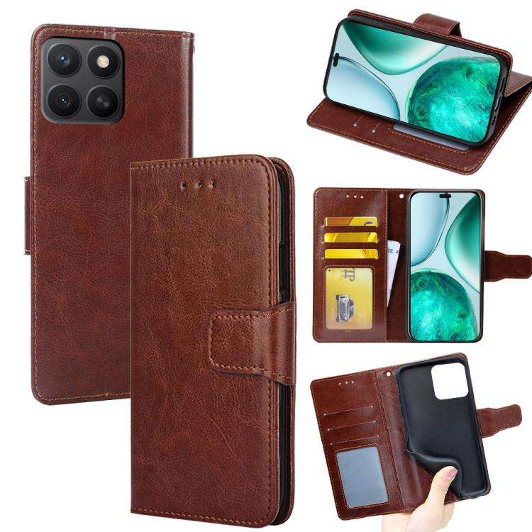 For Honor X8c 4G Crystal Texture Leather Phone Case(Brown)