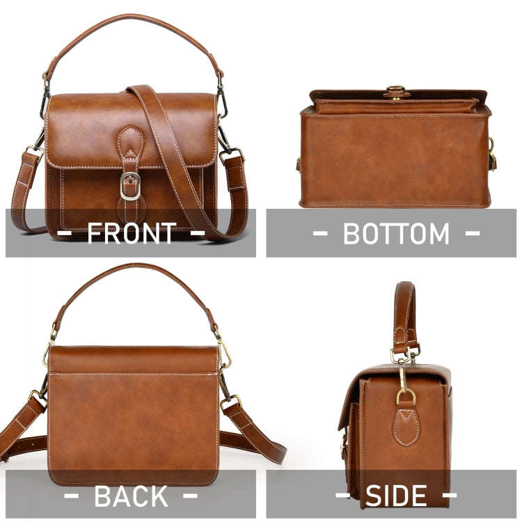 Cwatcun D80 Retro Leather Camera Shoulder Bag, Size:25.5 x 18.5 x 12.5cm Cow Leather Medium(Brown)