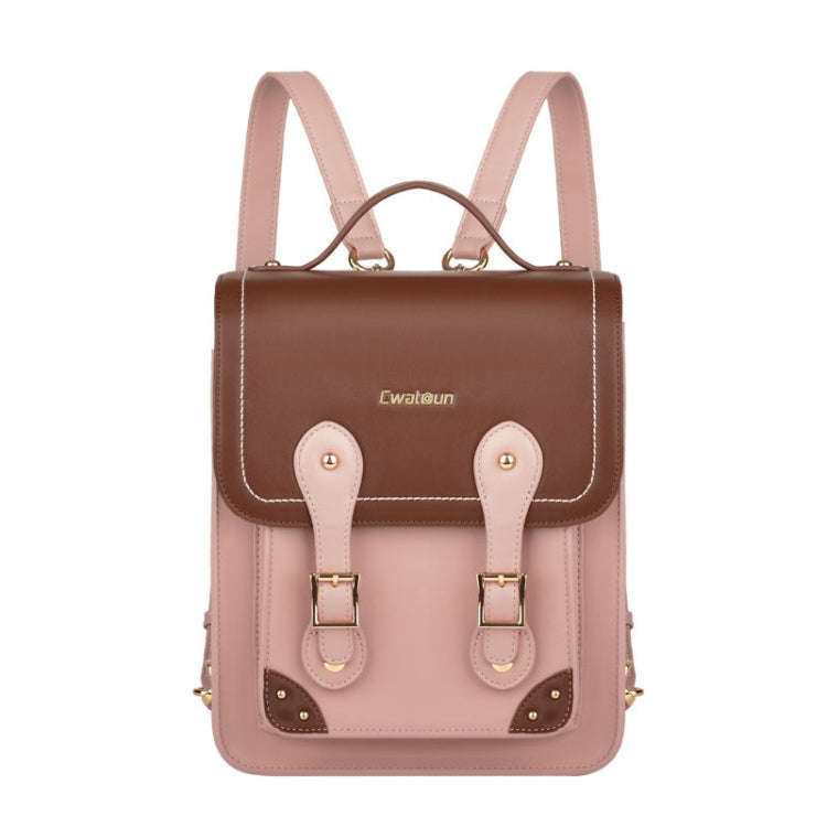 Cwatcun D81 Retro Camera Crossbody Bag Vintage PU Leather Waterproof Camera Handbag(Brown Pink)