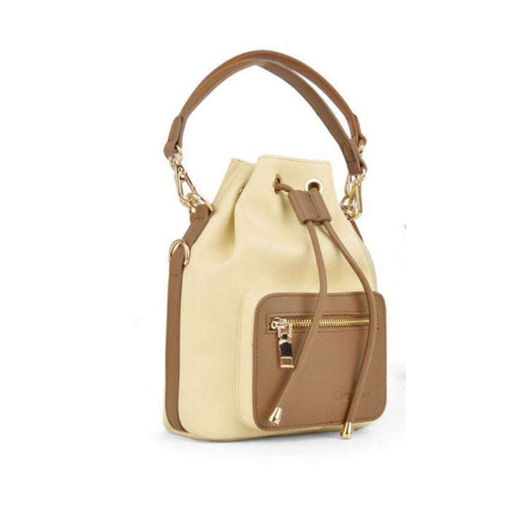 Cwatcun D82 Bundle Drawstring Lens Bag PU Crossbody Camera Bag(Beige)