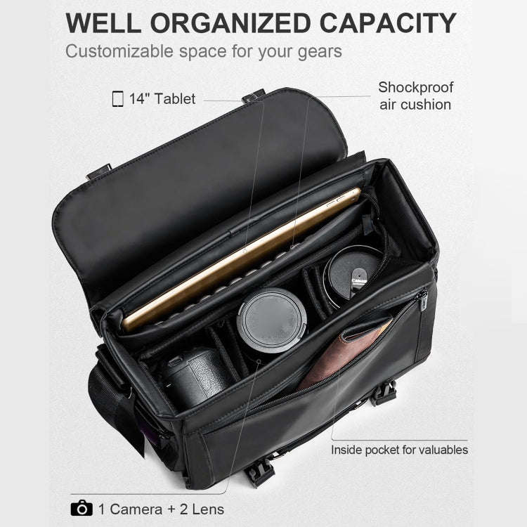 Cwatcun D85 Camera Bag Side Quick Access Camera Messenger Case Waterproof Bag, Size:30 x 15 x 24c...
