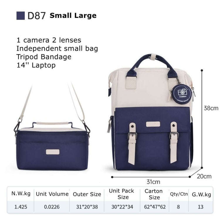 Cwatcun D87 Color Matching Camera Backpack Large Capacity Photography Bag, Size:38 x 31 x 20cm Sm...
