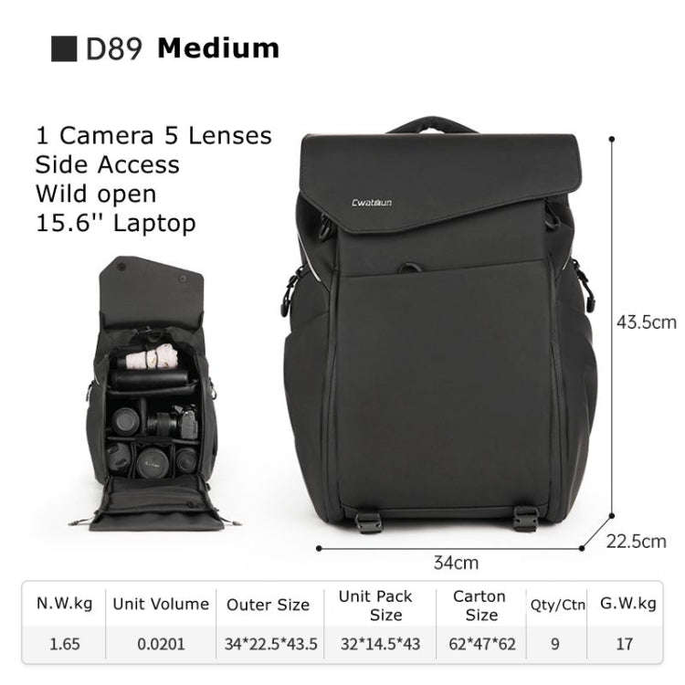 Cwatcun D89 Camera Backpack Waterproof Leather Film 15.6 Laptop Sleeve Bag, Size:43.5 x 33 x 22.5...