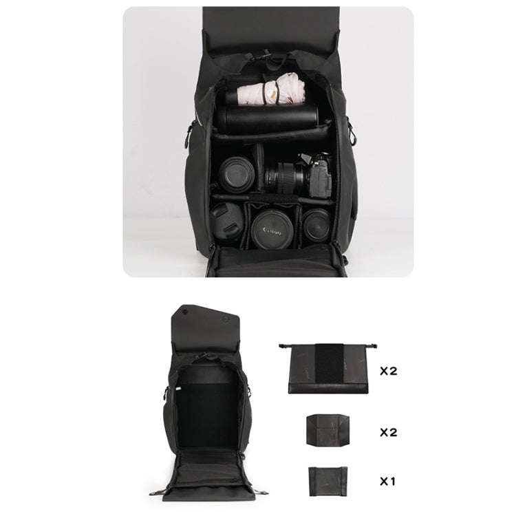 Cwatcun D89 Camera Backpack Waterproof Leather Film 15.6 Laptop Sleeve Bag, Size:43.5 x 33 x 22.5...