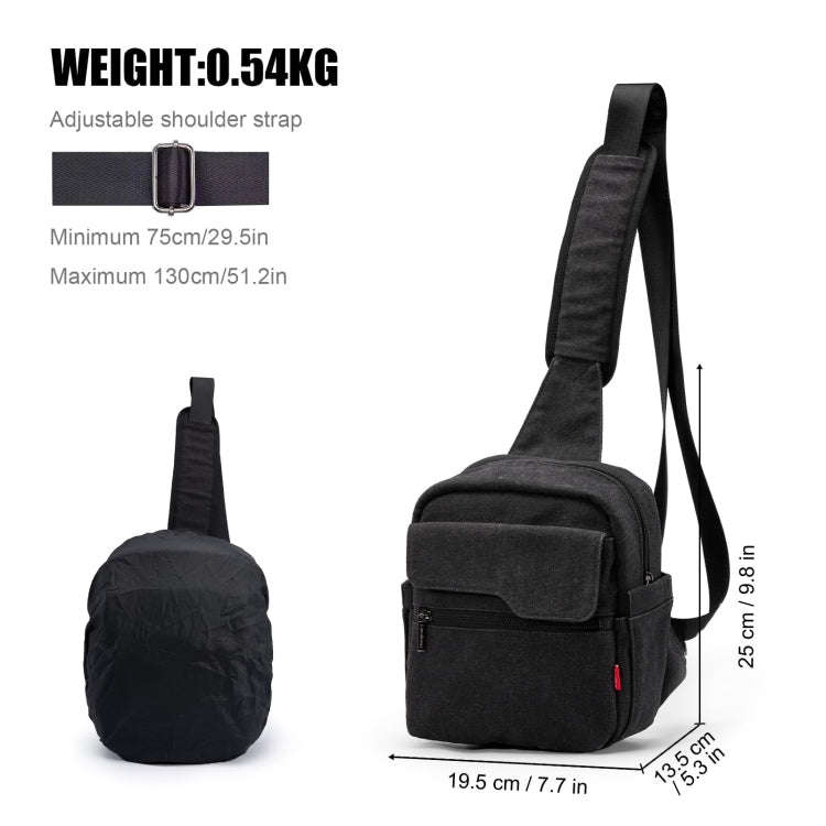 Cwatcun D93 Camera Bag Canvas Shoulder Bag, Size:19.5 x 13.5 x 25cm Black