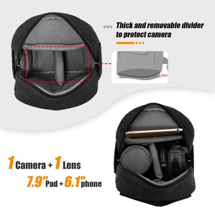 Cwatcun D93 Camera Bag Canvas Shoulder Bag, Size:19.5 x 13.5 x 25cm Black