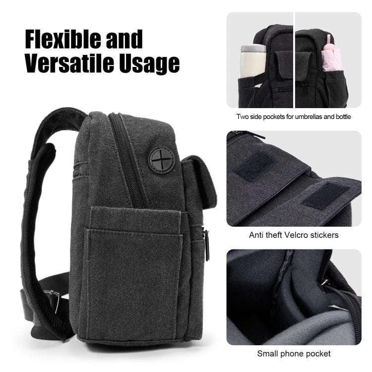 Cwatcun D93 Camera Bag Canvas Shoulder Bag, Size:19.5 x 13.5 x 25cm Black