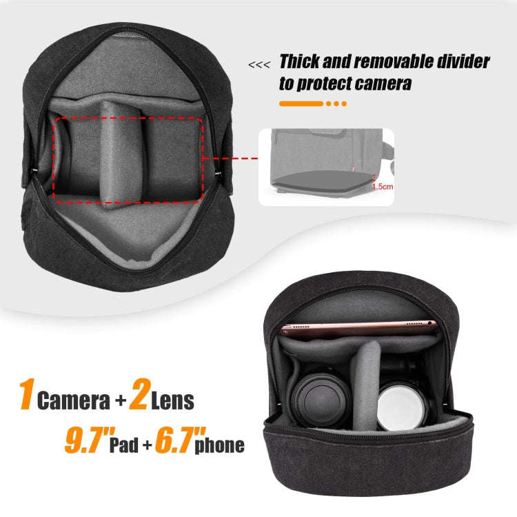 Cwatcun D93 Camera Bag Canvas Shoulder Bag, Size:21 x 14 x 30cm Black