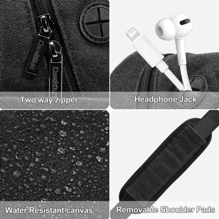 Cwatcun D93 Camera Bag Canvas Shoulder Bag, Size:21 x 14 x 30cm Black