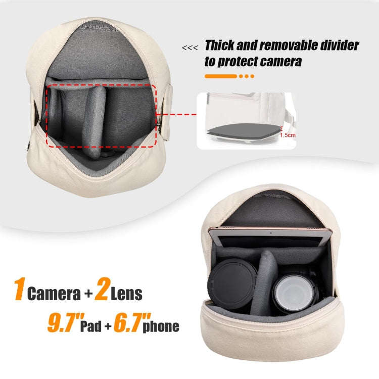 Cwatcun D93 Camera Bag Canvas Shoulder Bag, Size:21 x 14 x 30cm Beige