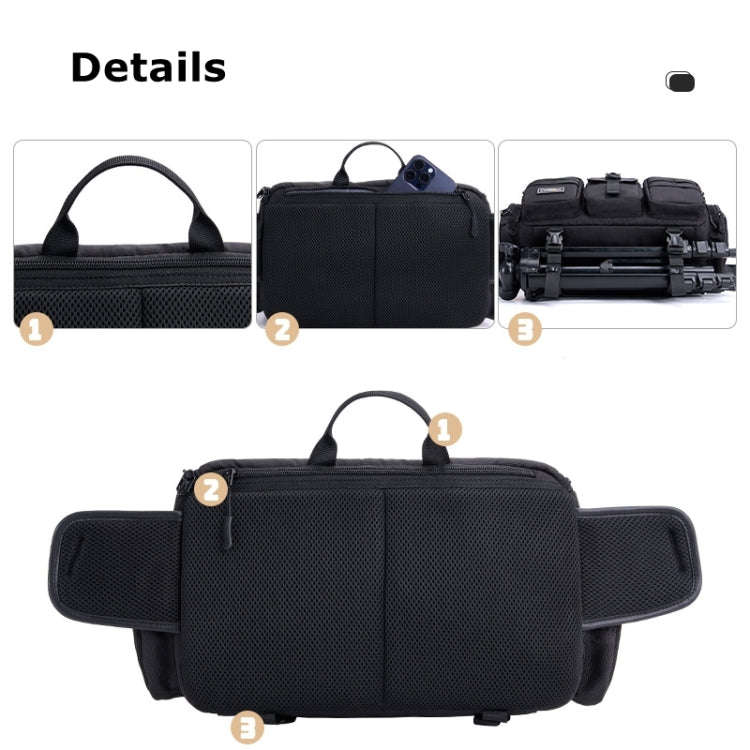 Cwatcun D96 Waist Camera Bag Sling Shoulder Camera Bag, Size:29.5 x 17.5 x 18cm(Black)