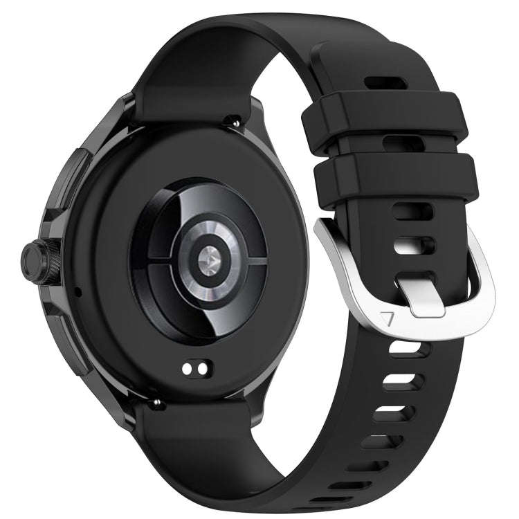 For Huawei Watch 2 Pro / Honor Watch 4 Pro Liquid Glossy Silver Buckle Silicone Watch Band(Black)