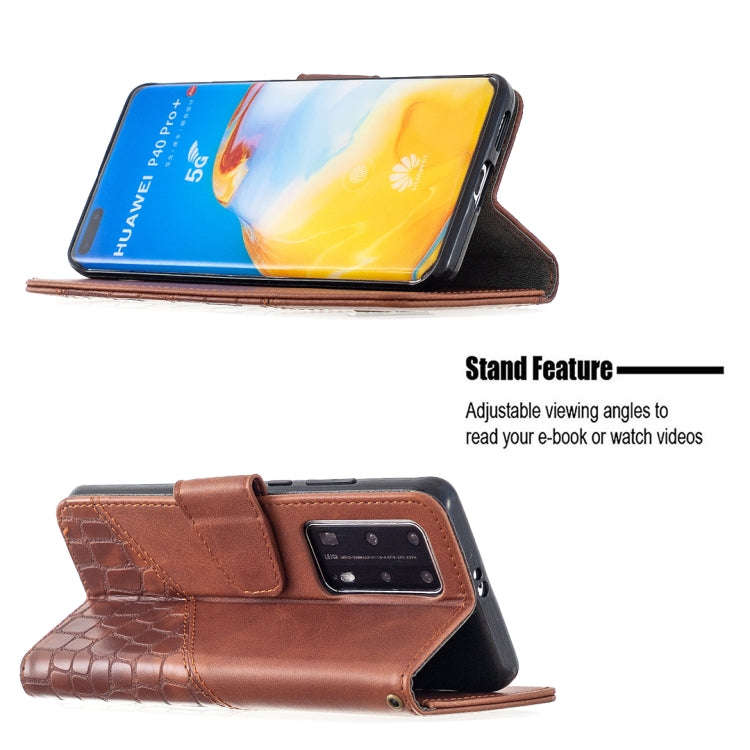 For Huawei P40 Pro Matching Color Crocodile Texture Horizontal Flip PU Leather Case with Wallet &...