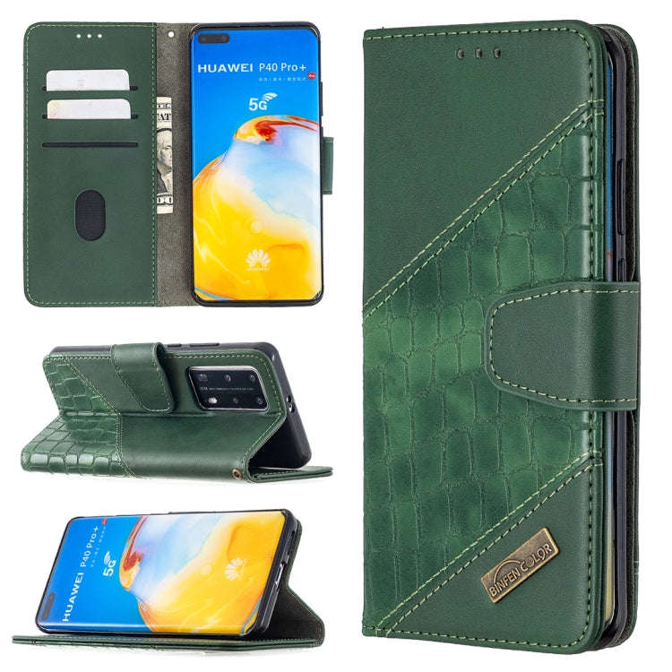 For Huawei P40 Pro Matching Color Crocodile Texture Horizontal Flip PU Leather Case with Wallet &...