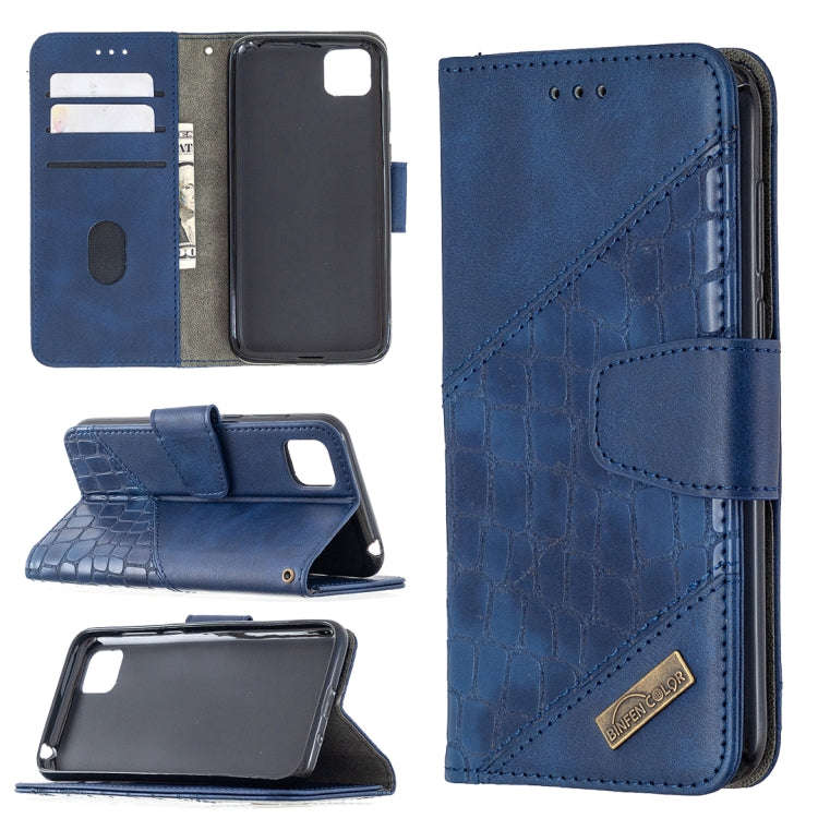 For Huawei Y5P Matching Color Crocodile Texture Horizontal Flip PU Leather Case with Wallet & Hol...