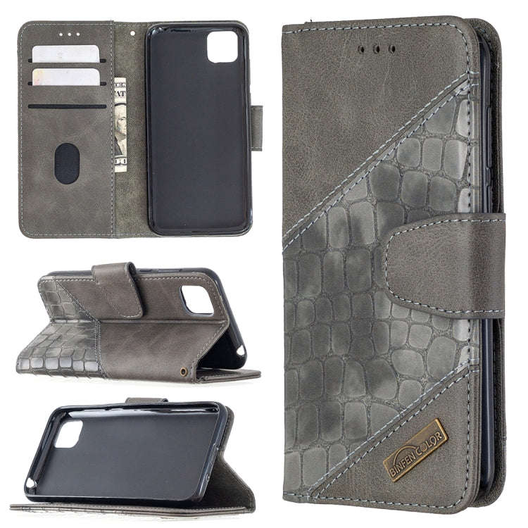 For Huawei Y5P Matching Color Crocodile Texture Horizontal Flip PU Leather Case with Wallet & Hol...