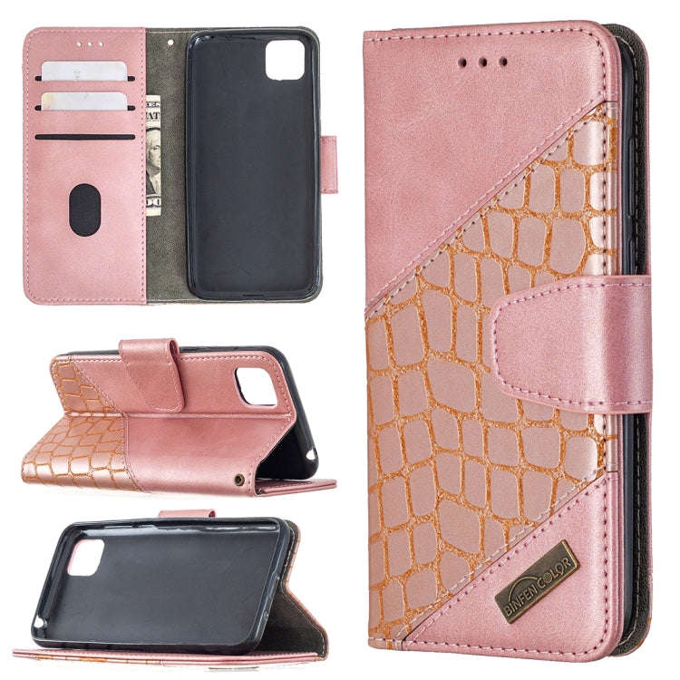 For Huawei Y5P Matching Color Crocodile Texture Horizontal Flip PU Leather Case with Wallet & Hol...