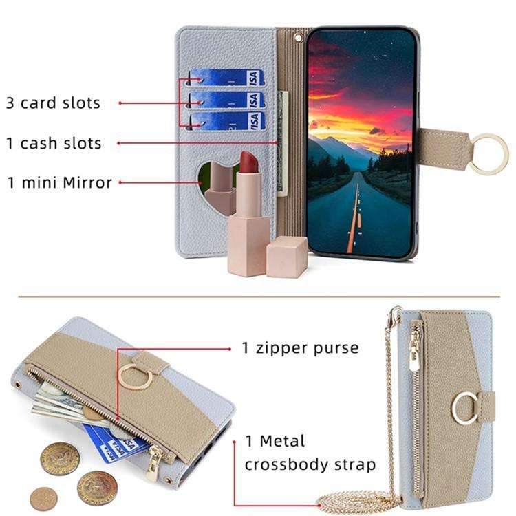 For Honor X8c 4G Crossbody Litchi Texture Leather Phone Case(Blue)