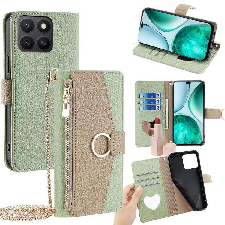For Honor X8c 4G Crossbody Litchi Texture Leather Phone Case(Green)