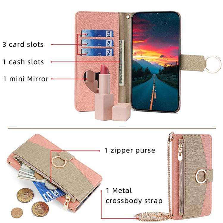 For Honor X8c 4G Crossbody Litchi Texture Leather Phone Case(Pink)