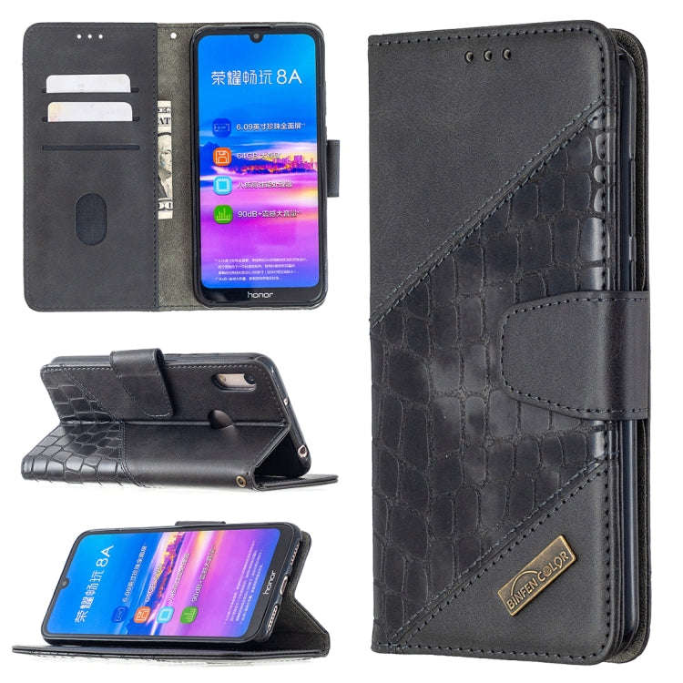 For Huawei Y6(2019) Matching Color Crocodile Texture Horizontal Flip PU Leather Case with Wallet ...