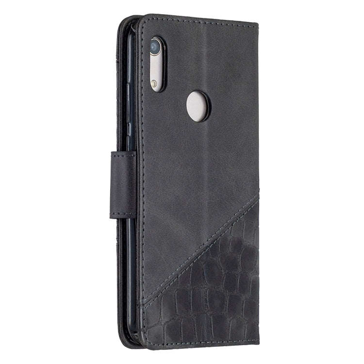 For Huawei Y6(2019) Matching Color Crocodile Texture Horizontal Flip PU Leather Case with Wallet ...