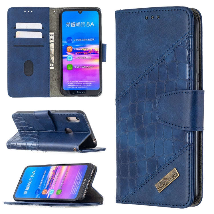 For Huawei Y6(2019) Matching Color Crocodile Texture Horizontal Flip PU Leather Case with Wallet ...