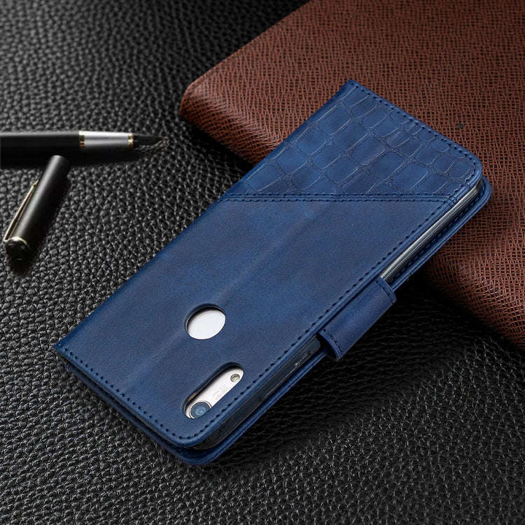 For Huawei Y6(2019) Matching Color Crocodile Texture Horizontal Flip PU Leather Case with Wallet ...