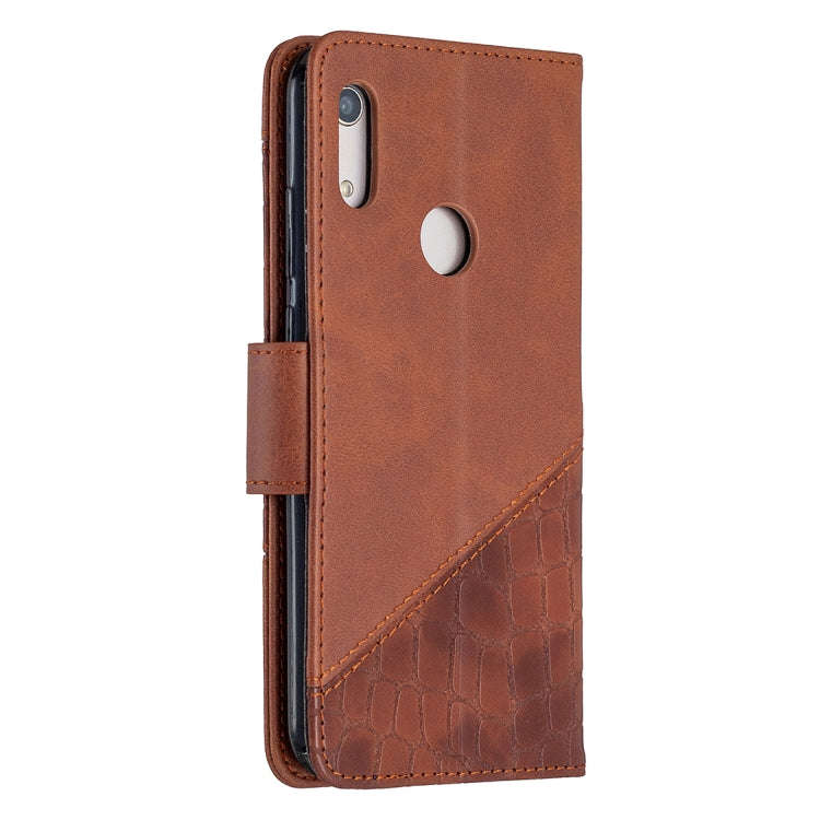 For Huawei Y6(2019) Matching Color Crocodile Texture Horizontal Flip PU Leather Case with Wallet ...