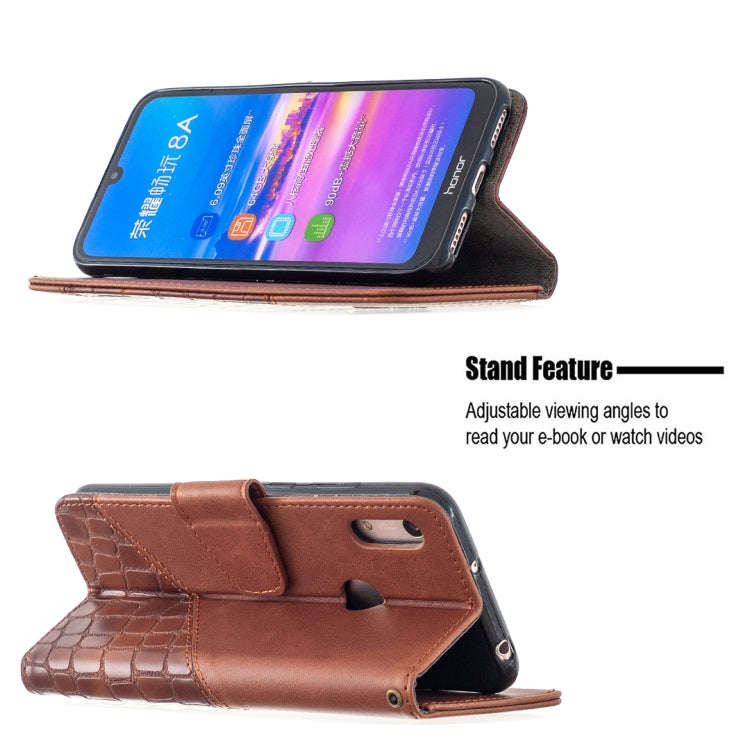 For Huawei Y6(2019) Matching Color Crocodile Texture Horizontal Flip PU Leather Case with Wallet ...