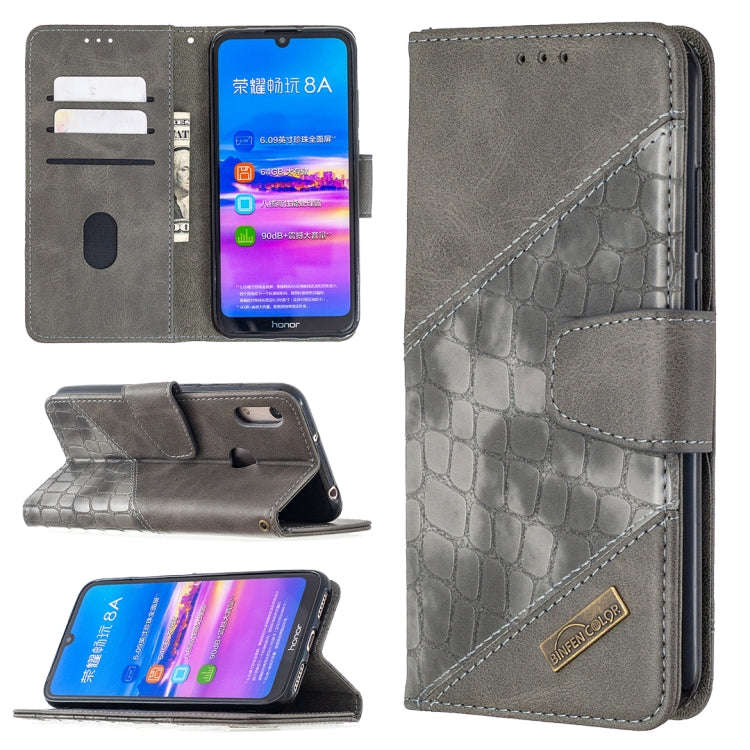 For Huawei Y6(2019) Matching Color Crocodile Texture Horizontal Flip PU Leather Case with Wallet ...