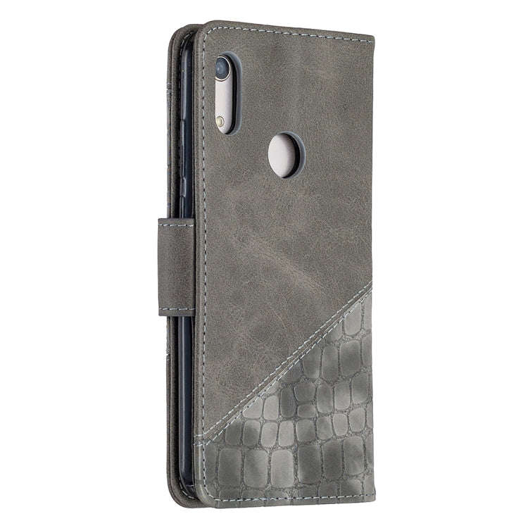 For Huawei Y6(2019) Matching Color Crocodile Texture Horizontal Flip PU Leather Case with Wallet ...