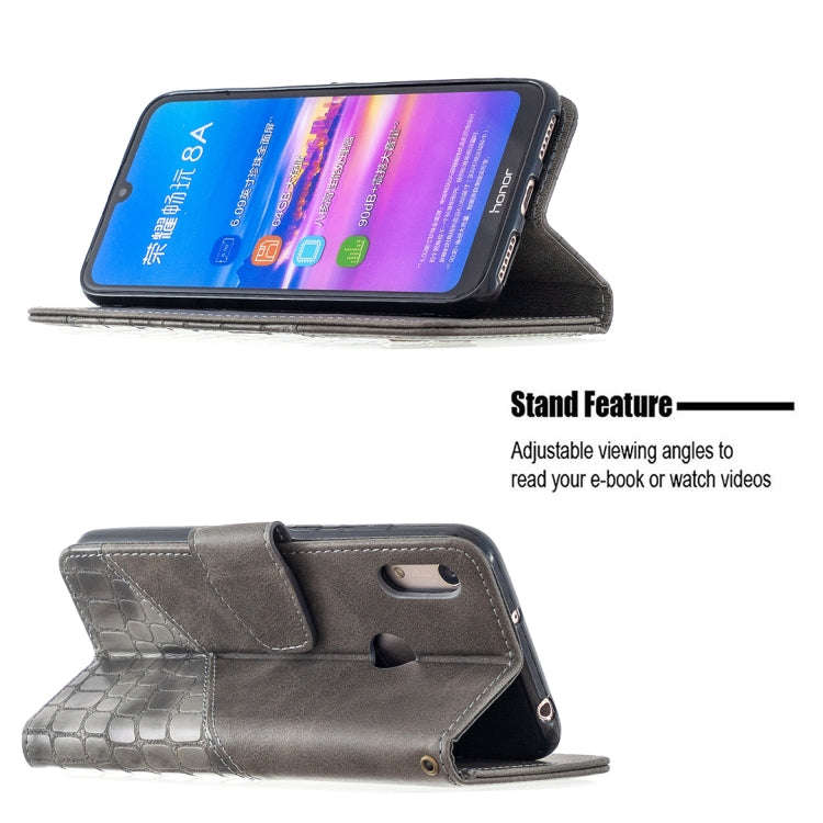 For Huawei Y6(2019) Matching Color Crocodile Texture Horizontal Flip PU Leather Case with Wallet ...