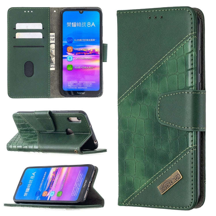 For Huawei Y6(2019) Matching Color Crocodile Texture Horizontal Flip PU Leather Case with Wallet ...