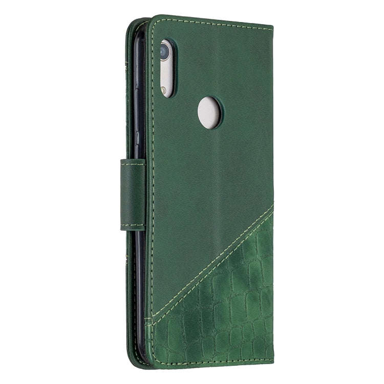 For Huawei Y6(2019) Matching Color Crocodile Texture Horizontal Flip PU Leather Case with Wallet ...