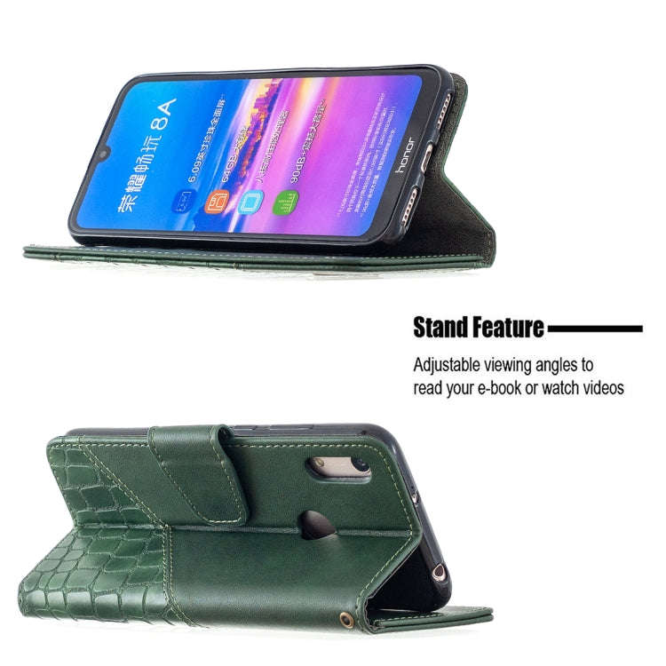 For Huawei Y6(2019) Matching Color Crocodile Texture Horizontal Flip PU Leather Case with Wallet ...