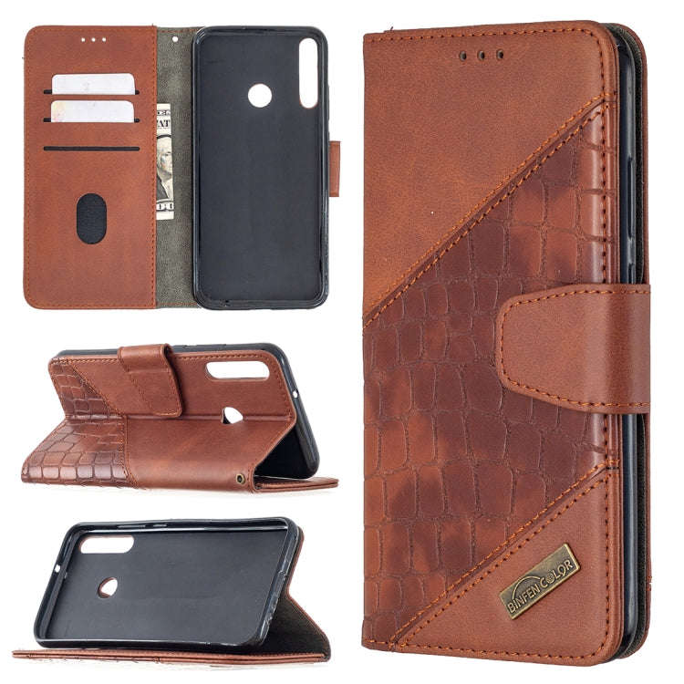 For Huawei Y7P Matching Color Crocodile Texture Horizontal Flip PU Leather Case with Wallet & Hol...