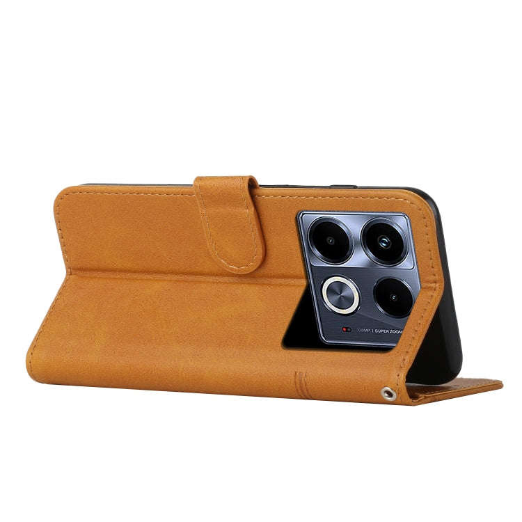 For Infinix Note 40 5G Stitching Calf Texture Buckle Leather Phone Case(Yellow)