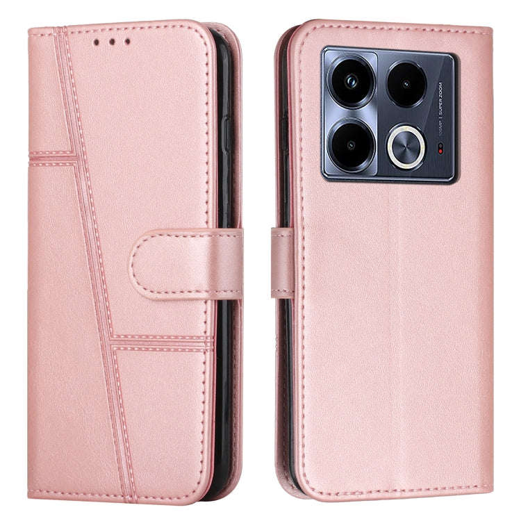 For Infinix Note 40 5G Stitching Calf Texture Buckle Leather Phone Case(Pink)