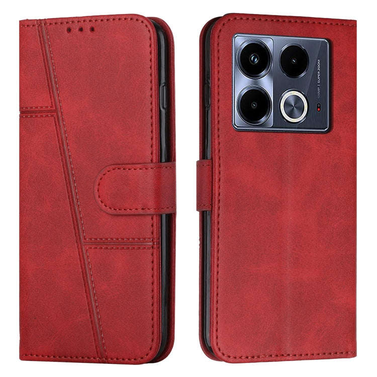 For Infinix Note 40 5G Stitching Calf Texture Buckle Leather Phone Case(Red)