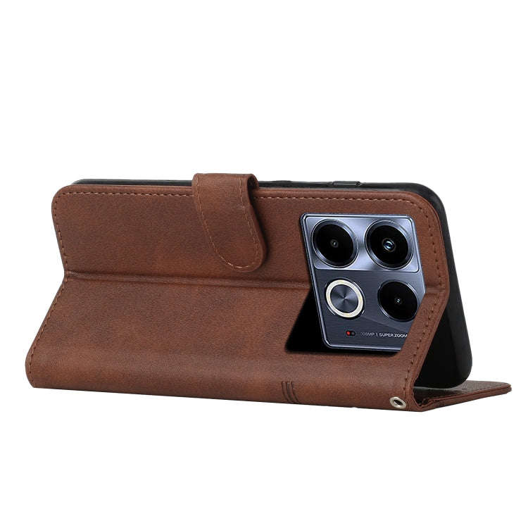 For Infinix Note 40 5G Stitching Calf Texture Buckle Leather Phone Case(Brown)