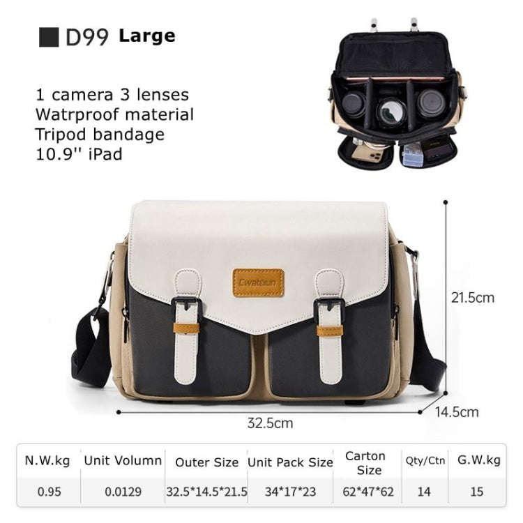 Cwatcun D99 Contrast Color Single Shoulder Camera Bag Outdoor Camera Bag Professional Crossbody H...