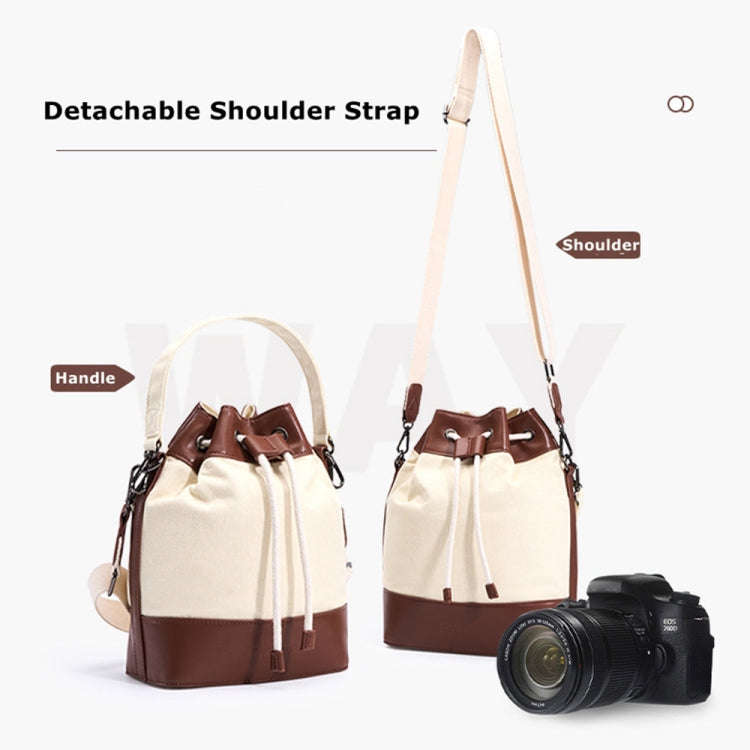 Cwatcun D100 Canvas PU Waterproof Bundle Drawstring Lens Bag Crossbody Camera Bag, Size:22 x 12 x...