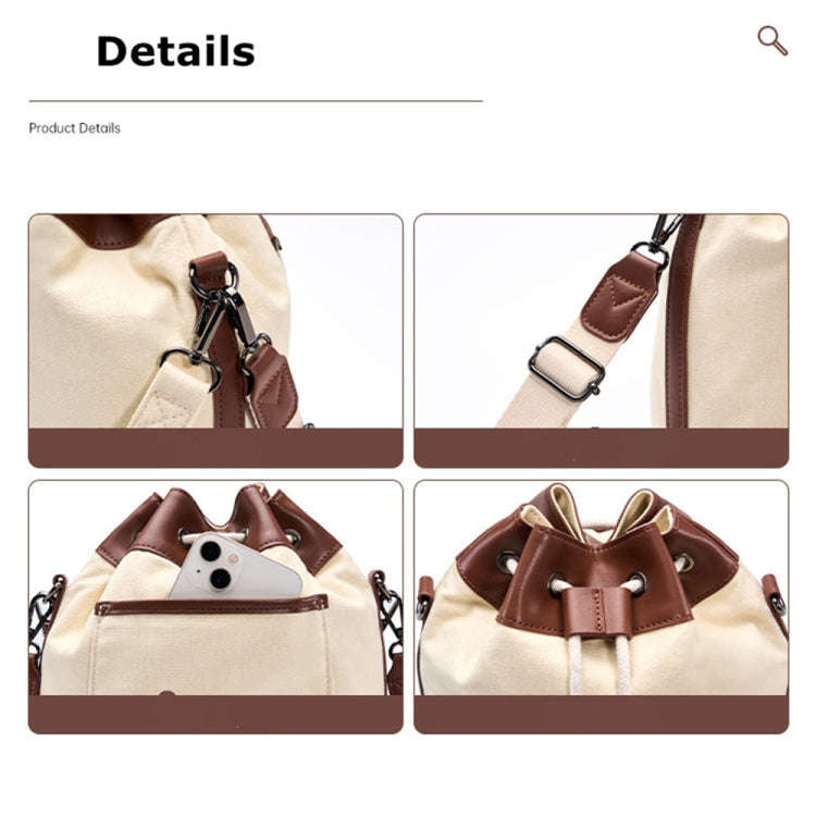 Cwatcun D100 Canvas PU Waterproof Bundle Drawstring Lens Bag Crossbody Camera Bag, Size:22 x 12 x...