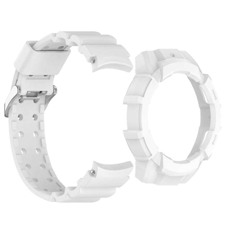 For Samsung Galaxy Watch 6 40mm Armor Silicone Watch Band + Watch Case Set(White)