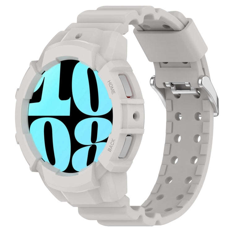 For Samsung Galaxy Watch 6 40mm Armor Silicone Watch Band + Watch Case Set(Light Grey)