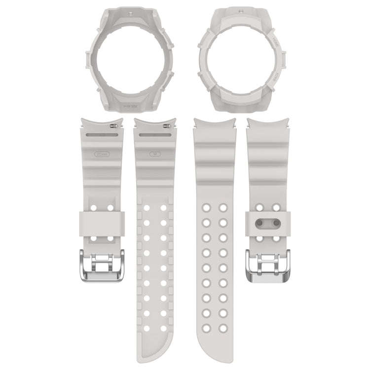 For Samsung Galaxy Watch 6 40mm Armor Silicone Watch Band + Watch Case Set(Light Grey)